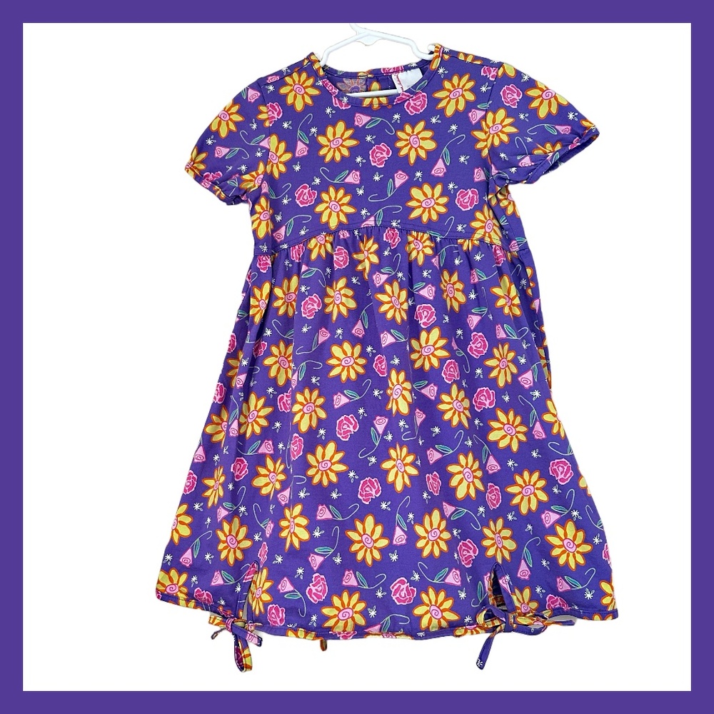 Hanna Andersson Purple Dress w Yellow Flowers